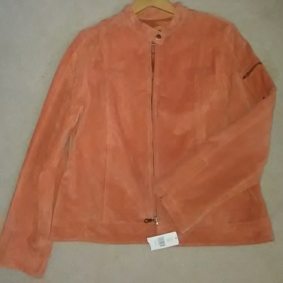 ie. Relaxed orange suede jacket - Picture 1 of 3